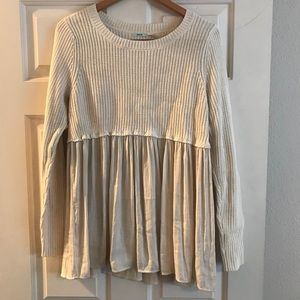 Urban Outfitters Ivory knit and woven sweater L